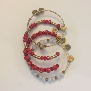 Alex and Ani Red and Gold Bracelets (4)